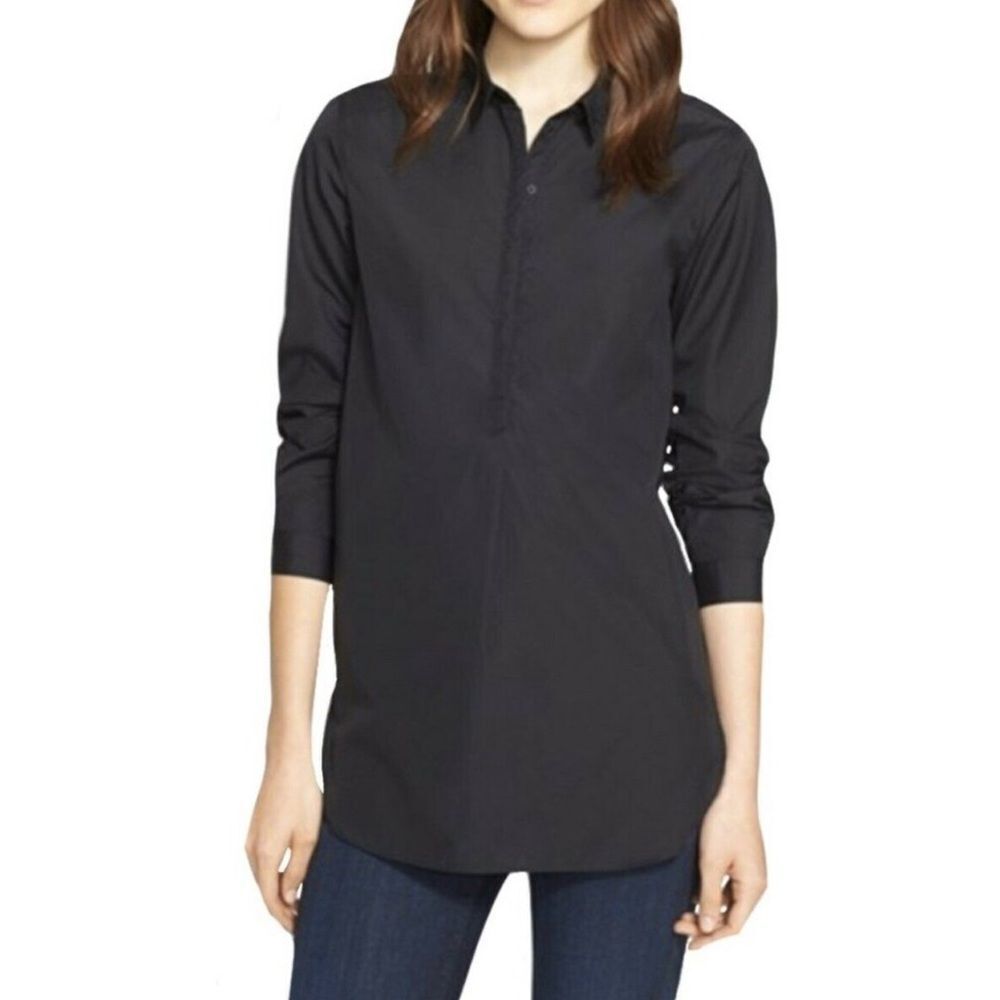 AYR The Easy Half Placket Poplin Popover Tunic Top